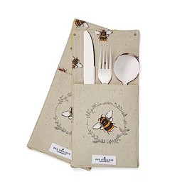Cooksmart 2 Pack Cutlery Holder For Table | Cutlery Pouch For Dinner Table Perfect for Home or Restaurants | Tableware Cutlery Holder For Dining Table - Bumble Bees