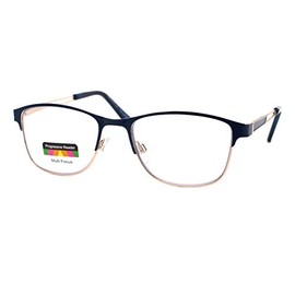 Multi-Focus Progressive Glasses Glasses 3 in 1 Reader Spring Hinge Metal Blue +3