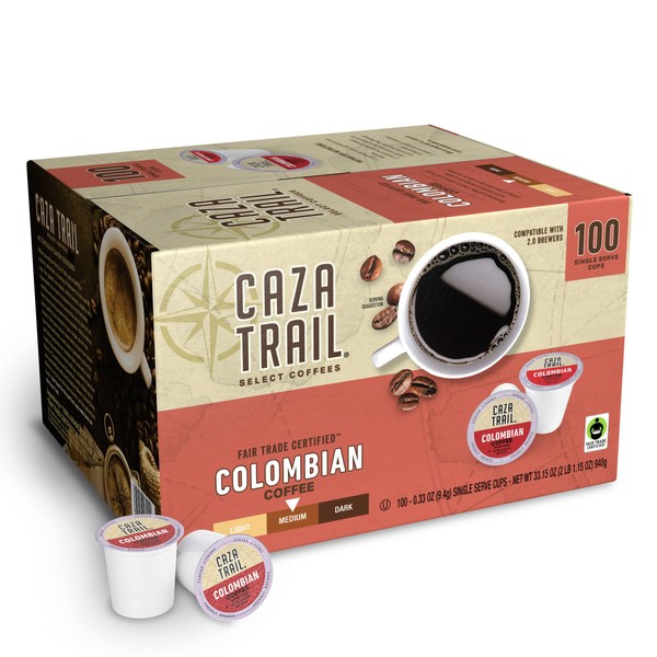 Caza Trail Coffee Pods, Colombian, Single Serve (Pack of 100) (Packaging May Vary)