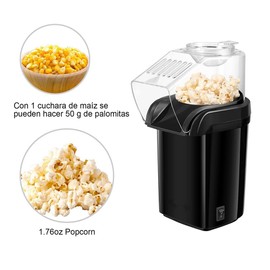 Popcorn Popper, Popcorn Popper Automático de Aire Caliente, 110 V, No Requiere Aceite, Para Fiestas, Dramas Familiares, Películas y Merienda Infantil, Negro