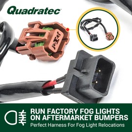 Quadratec 18" Fog Light Extension Harness - Fits Jeep Wrangler JL, JK, JK Unlimited 4-Door, JL Unlimited 4-Door, & Gladiator JT 2007-2023 - Year Specific Wiring - Sold as Pairs - Plug & Play