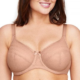 Glamorise Women's Plus Size Lace Comfort Wonderwire Bra Underwire #9855, Cappuccino, 36H