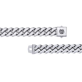 PHENGEL Chain for Men Iced Out,14k AAAAA+ CZ Gold/White Gold Cuban Link Chain Bracelet，Our size include: 7", 7.5", 8",8.5" (20MM-White Gold, 7.5 inch)