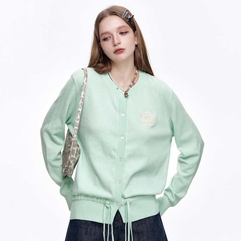 ELFSACK Womens Button-Down Cardigans Stretchy Knit Sweaters Top Drawstring Elastcis