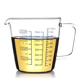 2 Cup Borosilicate Glass Measuring Cup With 50ML Intervals Scale New Kitchen Accessories Easy Measure Liquid Powder Milk Cups