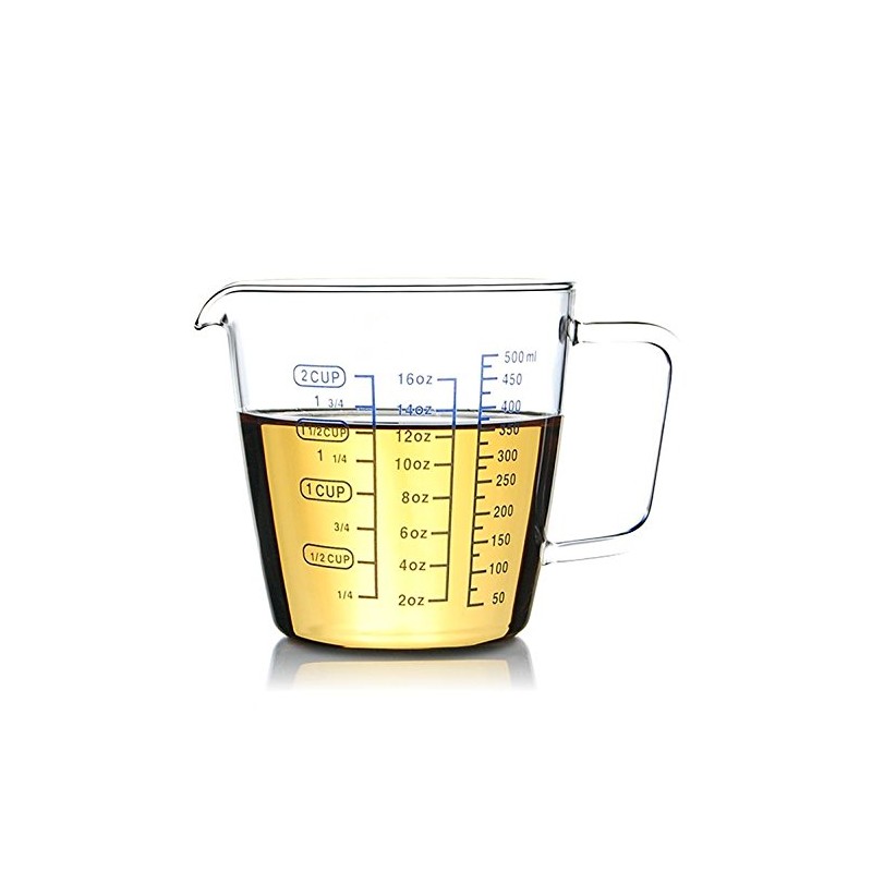 2 Cup Borosilicate Glass Measuring Cup With 50ML Intervals Scale
