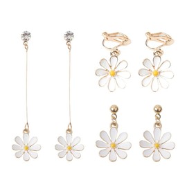 DEARMAMY 3 Pairs Daisy Earrings Daisy Earrings Dangle Clip-on Earrings Daisy Daisy Earrings Daisy Jewelry Bride Earring Drop Earrings Ear Clips Metal (alloy)