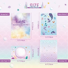 WERNNSAI Kids Stationery Set - 72PCS Girls Stationery Set Teens Mermaid Letter Writing Kit Mermaid Letter Paper Set Stationery Writing Sheets with Envelopes School Mermaid Gift