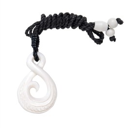 81stgeneration Women's Men's Hand Carved Bone Maori Small Pikorua Koru Spiral Pendant Necklace