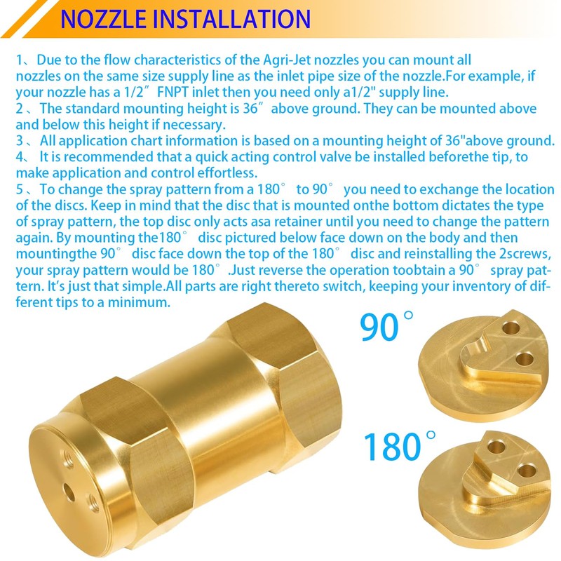 Boomless Spray Nozzle 1/2" FPT #10 Orifices (90° & 180°