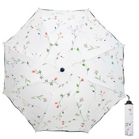 Maibar Sun Umbrella for Women SPF 50 Ladies UV Protection Umbrella UPF 50 Compact Lightweight Mini Umbrellas (Beige)