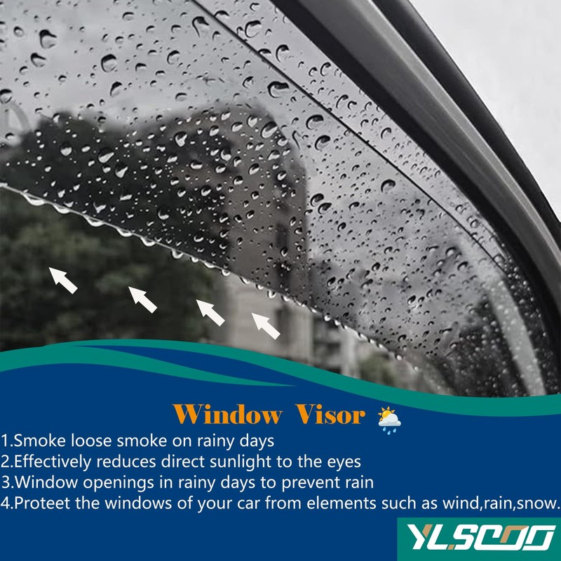 YLSCOO Window Visors Rain Guards fits 2024-2026 Hyundai Kona, Out-Channel