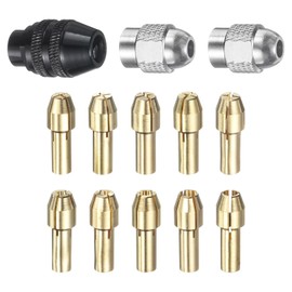 HARFINGTON 13pcs Drill Chuck Collet Set 0.5-3.2mm Mini Electric Grinder Quick Change Replacement Drilling Tool for Rotary Tools with 485 Brass Collet Metal Nut