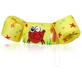 MoKo Swim Arm Band for Kids, Children Swim Vest Cute Cartoon Swimming Wings Pool Floats Sleeve Toddlers Water Device Beach Sports Learning Swim Training Equipment, Yellow Crab