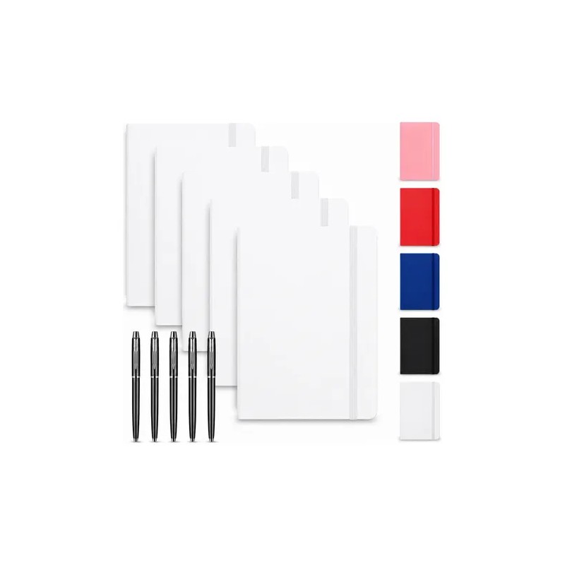 5pcs Libreta A5 Pasta Dura Escolar Oficina 5 Bolígrafos
