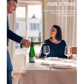 LUNA & MANTHA White Wine Glasses Set of 4, Crystal Wine Glasses with Stem, Hand Blown 14oz, Perfect for Red，White Gift Packaging for Daily Use, Father's Day, Wedding Anniversary or Birthday