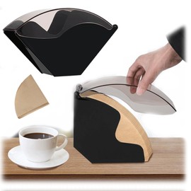 ZHYUAN Storage Box for Coffee Filter, Coffee Filter Storage Shelf, Coffee Filter Holder with Cover, Dustproof Coffee Filter Holder, with 40 Pieces Coffee Filter Paper, for Home, Bar, Cafés
