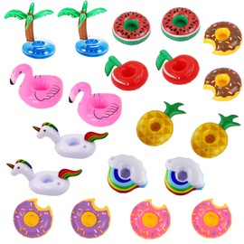 FUNTOCA Paquete de 20 de Soportes Inflables para Bebidas, Soportes flotantes inflables para Beber, Portabebidas Inflables para Fiestas en Piscina, Juguetes de Baño para Niños