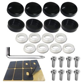 Black License Plate Screw Caps - High Gloss Finish Screw Covers and 8 PCS M6X20mm Stainless Steel License Plate Screws,Rust Resistant License Plate Frames Screw, Machine Plate Bolt Fastener Kits