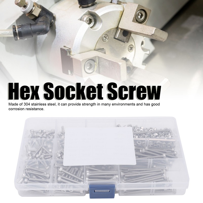 450pcs M3 Stainless Steel Cup Head Hex Socket Screw with