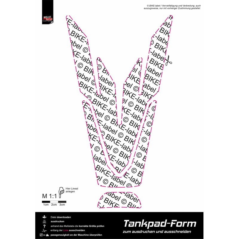BIKE-label Tank Pad 3D Tank Protector Black Compatible with Yamaha