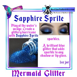 Mermaid Glitter Cosmetics Sapphire Sprite ~ Make-Up & Body Glitter 1oz jar