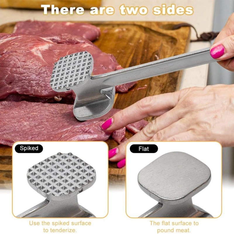 Meat Tenderizer Hammer, Stainless Steel Meat Mallet Kitchen Tool, Double