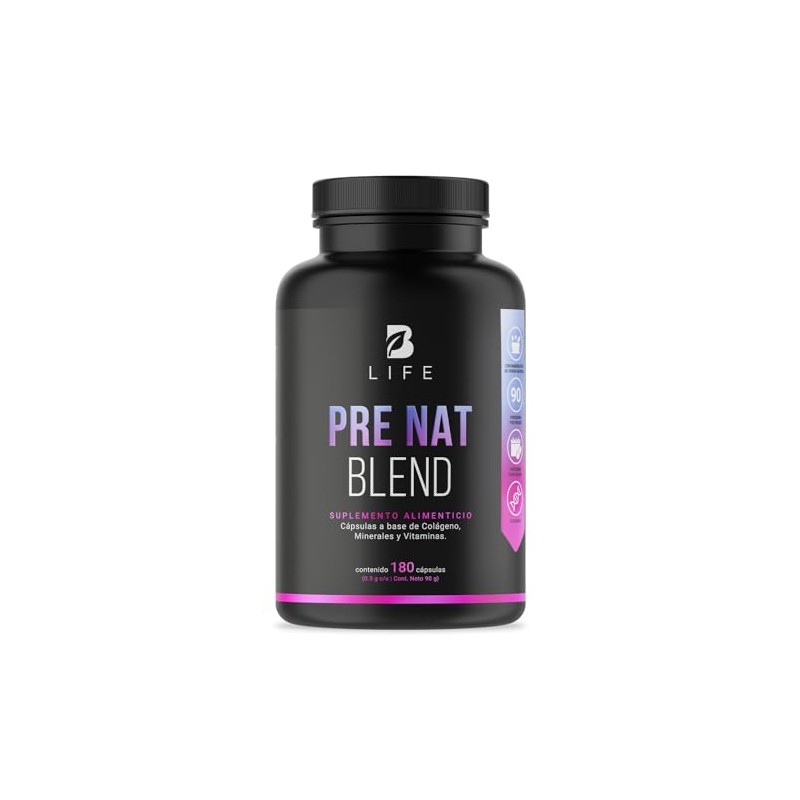 B Life Multivitamínico Pre Nat Blend 180 cápsulas Ácido Fólico