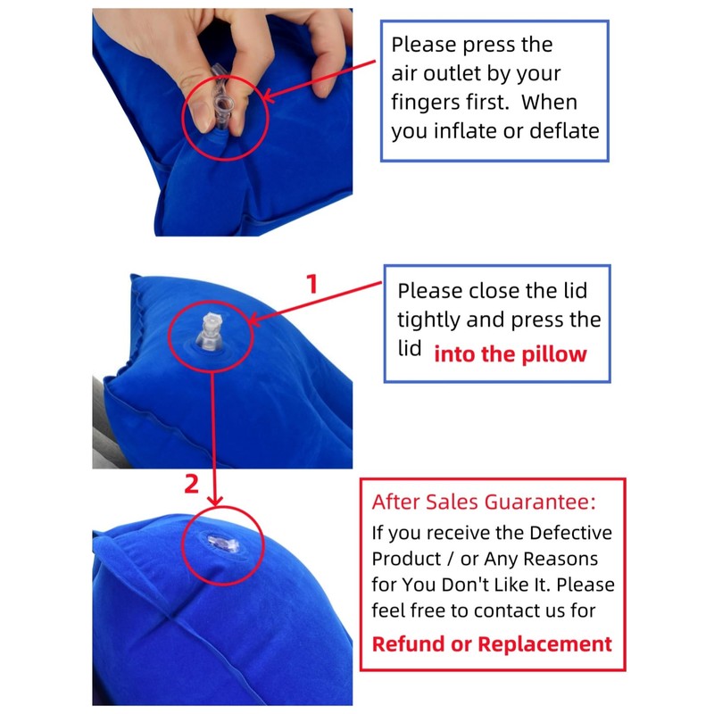 Aircee 3 Pieces Inflatable Travel Pillow for Camping, Home Office