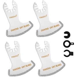 Oscillating Tool Blades, Diamond Carbide Multi Tool Blades for Grout Removal and Soft Tile Cut, Semi Circle Finger Segment Swing Grit Grout Oscillating Saw Blades (4Pcs Swing Set)