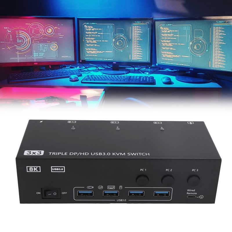 DisplayPort HD USB3.0 KVM Switch 8K At 60Hz 4K At