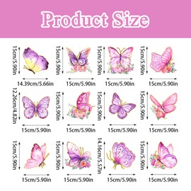 24 PCS Butterfly Birthday Decorations, Hanging Butterfly Decorations, Butterflies Hanging Swirl Decoration for Spring Birthday Party Decor Garden Tea Party Supplies with 12 Butterflies Paper Box