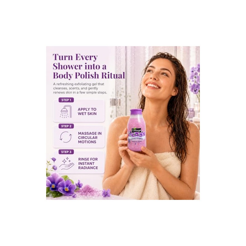COTTAGE - Shower Scrub Purple Sugar Grains Scrub 100% Natural