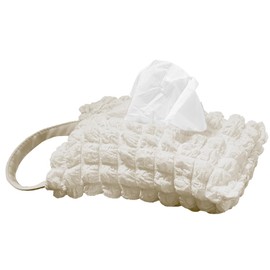 Giselle Tissue Case, Car Hanging, Wall Hanging, Tissue Cover, Soft Pack, Popcorn, Vertical Shape, Pokopoko (White/White)