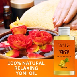 Pineapple Yoni Oil Potent, Hydrating, Moisturising Lotion Oil. 100% Natural & Vegan. Reduces Friction, Chaffing & Dryness. Balances PH Level & Fresh Scent with Vitamin E (50ml)