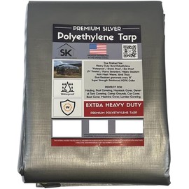 Skilcut Silver Extra Heavy Duty 16 Mil Poly Tarp Canopy/Cover/Industrial/Agricultural 16x20