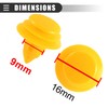 Motoforti Universal Car Door Trim Panel Rivets,9mm Hole Dia,Plastic,Yellow,30Pcs