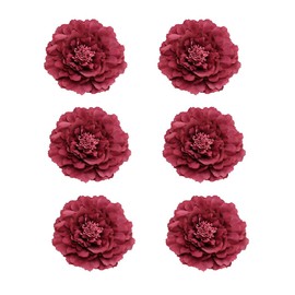 Koolgil Women's Bohemia Peony Flowers Hairpin Hair Clip Flower Brooch for Travel Party Festivals Set of 6 PF-11 (Burgundy)
