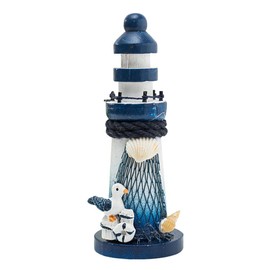 HOMSFOU Decor for Home Wooden Lighthouse Decor Nautical Lighthouse Figurine Ocean Rustic Lighted Tower Sea Beach Themed Statue Mediterranean Style Ornament for Home Tabletop Random Style