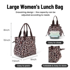 MEXS Lunch Bag for Women Reusable Drawstring Insulated Lunch Box Stain-Resistant Large Cinch Closure Lunch Bags for Work Office
