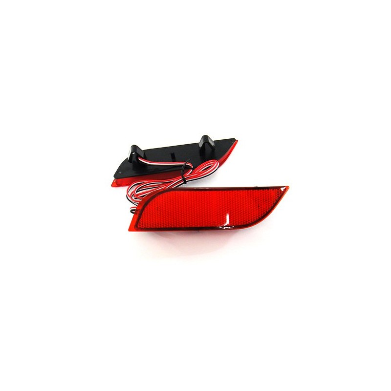 2x Red Lens Rear Bumper Reflector LED Fog Tail Stop