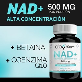OBY NAD+ | NAD potenciado con Betaina y Coenzima Q10 (CoQ10) | Precursor de Nicotinamida Ribosa y NMN | 30 dias