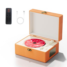 Yintiny Yintiny Time Music Box CD Player with Speakers; Bluetooth Transmitter; Festival Gift; BGM Player for Home Decor (Orange)