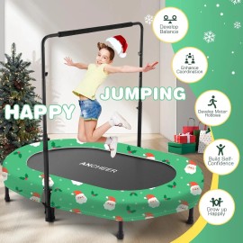 Unbranded Foldable Trampoline, Mini Rebounder Trampoline with Adjustable Handle, Exercise~ - Green(Green Santa)