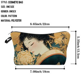 Livel lhood Japanese Geisha Makeup Bag Cute Small Organizer Zipper Pouch Japanese Geisha Coametic Bag Birthday Present for Women Friends -4