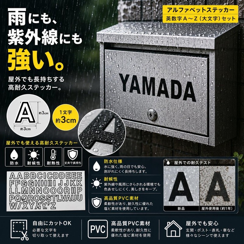 XIAXIN Waterproof PVC Alphabet Stickers Roman Letter Sticker Set White