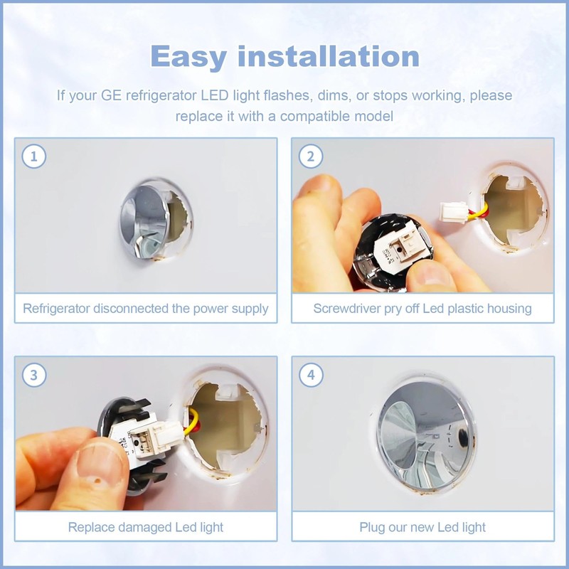 yrjns WR55X11132 WR55X25754 Refrigerator LED Light Fit for GE Refrigerator,