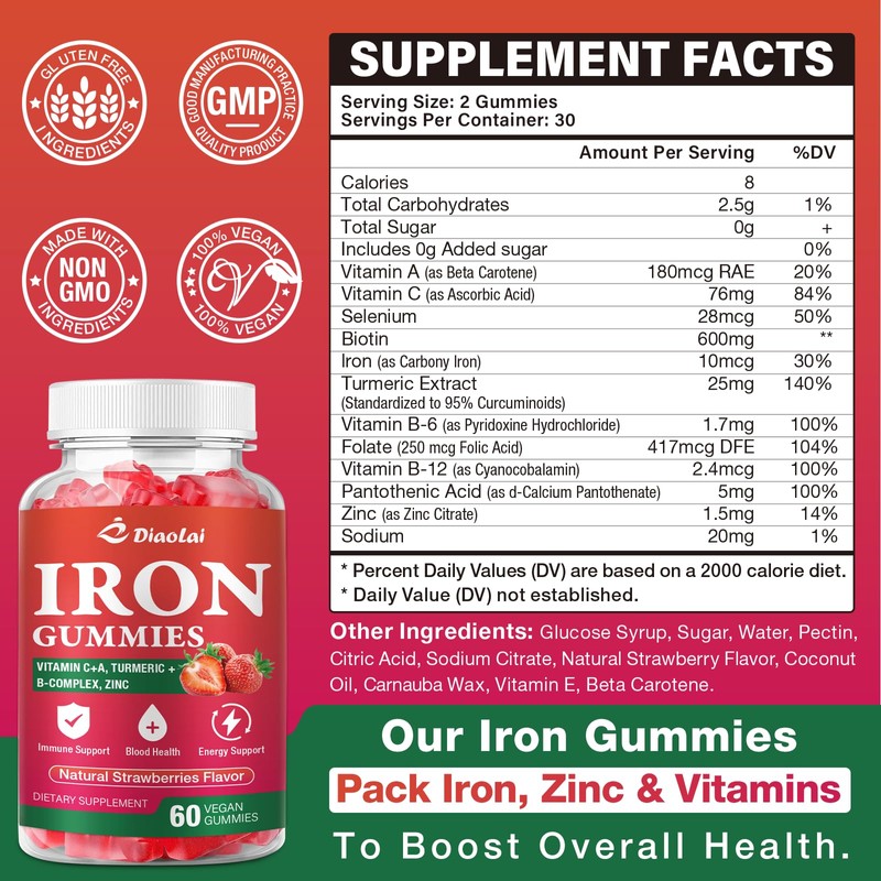 Vegan Iron Gummies - High Potency Iron Supplement for Women