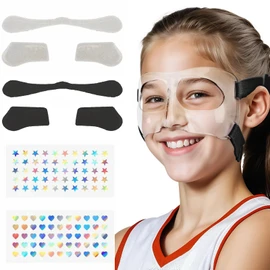 WALKEREN WR01B Girls Nose Guard for Broken Nose Adjustable Basketball Soccer Sports Face Mask with Foam Padding and Stickers for Youth Teens (Black)