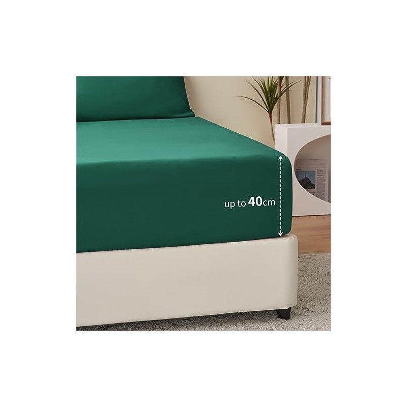RUIKASI Superking Fitted Sheet Deep - Dark Green Bottom Sheet